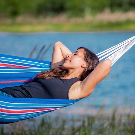 Bliss Hammocks 40" Wide Hammock in a Bag w/ Hand-woven Rope loops & Hanging Hardware | 220 Lbs Capacity BH-400-AC